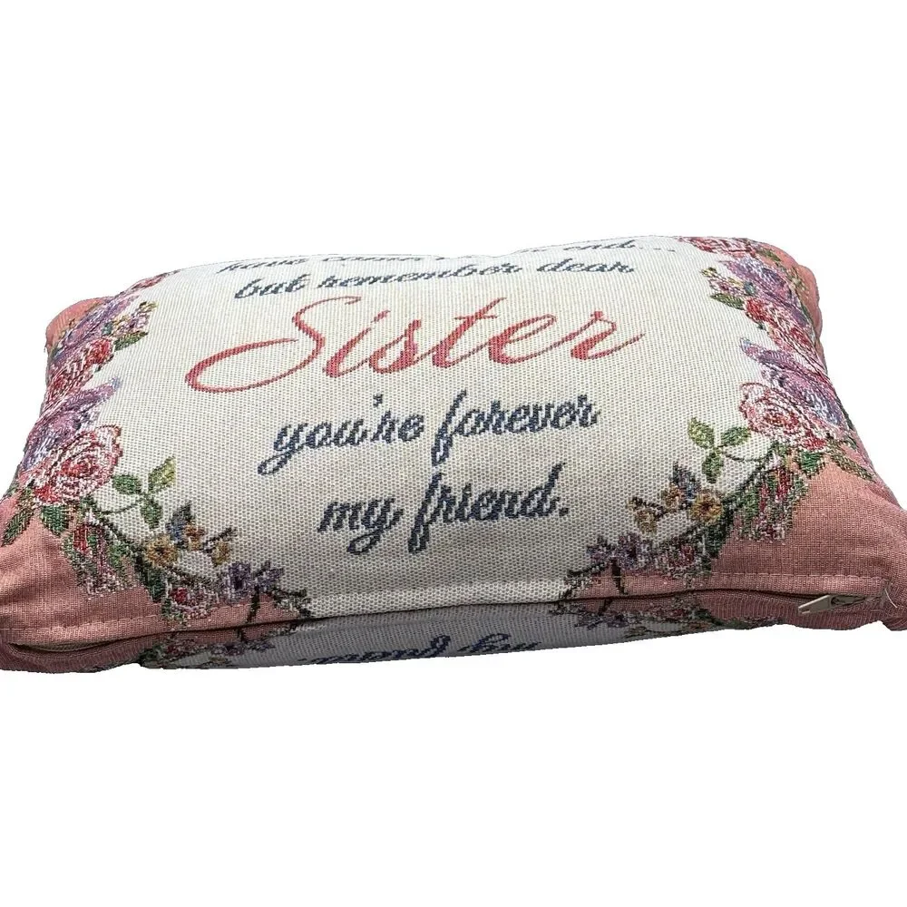 Vintage Style Sister Tapestry Throw Pillows Set of 2 Floral Roses Bird Cottageco